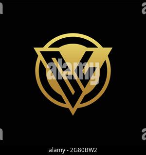 CL logo monogram with triangle shape and circle rounded style isolated on gold colors and black background design template Stock Vector
