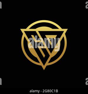 EQ logo monogram with triangle shape and circle rounded style isolated on gold colors and black background design template Stock Vector