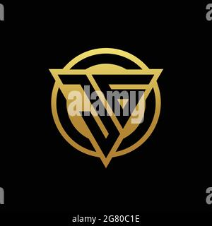 JG logo monogram with triangle shape and circle rounded style isolated on gold colors and black background design template Stock Vector