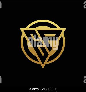 EP logo monogram with triangle shape and circle rounded style isolated on gold colors and black background design template Stock Vector