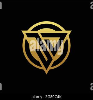 JD logo monogram with triangle shape and circle rounded style isolated on gold colors and black background design template Stock Vector