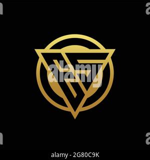 ES logo monogram with triangle shape and circle rounded style isolated on gold colors and black background design template Stock Vector
