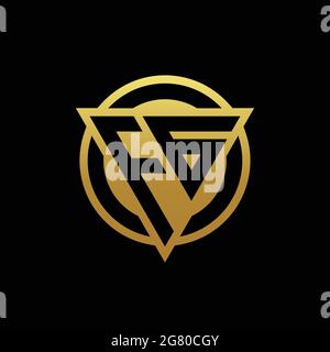 FG logo monogram with triangle shape and circle rounded style isolated on gold colors and black background design template Stock Vector