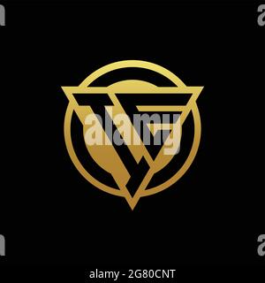 IE logo monogram with triangle shape and circle rounded style isolated on gold colors and black background design template Stock Vector