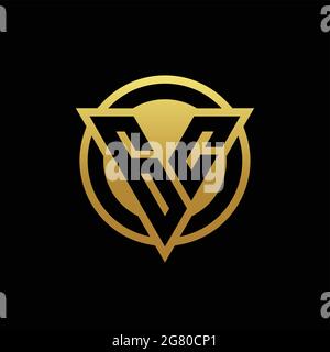 GC logo monogram with triangle shape and circle rounded style isolated on gold colors and black background design template Stock Vector