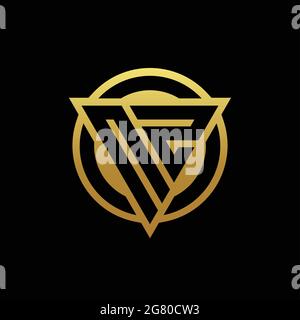 NZ logo monogram with triangle shape and circle rounded style isolated on gold colors and black background design template Stock Vector