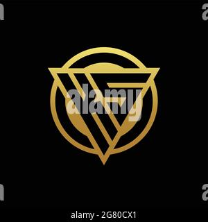 KS logo monogram with triangle shape and circle rounded style isolated on gold colors and black background design template Stock Vector