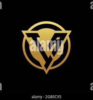 IA logo monogram with triangle shape and circle rounded style isolated on gold colors and black background design template Stock Vector