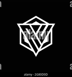 AU logo monogram with triangle and hexagon shape combination isolated on back and white colors Stock Vector