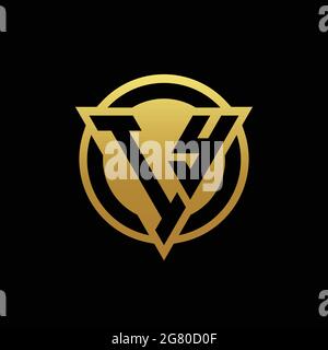 IY logo monogram with triangle shape and circle rounded style isolated on gold colors and black background design template Stock Vector