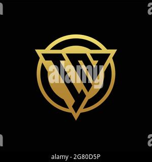 IN logo monogram with triangle shape and circle rounded style isolated on gold colors and black background design template Stock Vector