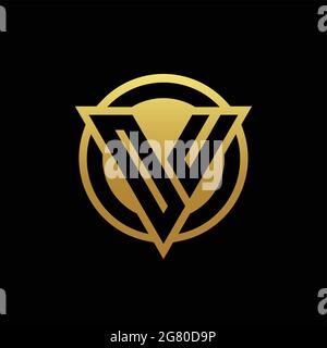 OU logo monogram with triangle shape and circle rounded style isolated on gold colors and black background design template Stock Vector
