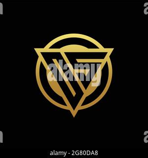 OS logo monogram with triangle shape and circle rounded style isolated on gold colors and black background design template Stock Vector