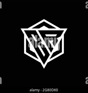 BR logo monogram with triangle and hexagon shape combination isolated on back and white colors Stock Vector