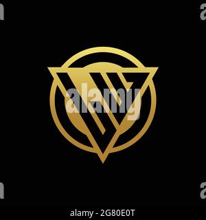 LW logo monogram with triangle shape and circle rounded style isolated on gold colors and black background design template Stock Vector