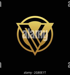NL logo monogram with triangle shape and circle rounded style isolated on gold colors and black background design template Stock Vector