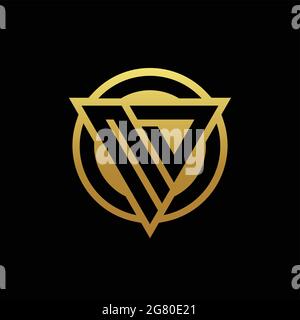 ND logo monogram with triangle shape and circle rounded style isolated on gold colors and black background design template Stock Vector