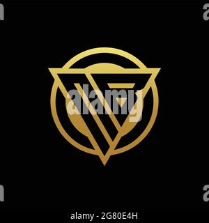 NB logo monogram with triangle shape and circle rounded style isolated on gold colors and black background design template Stock Vector