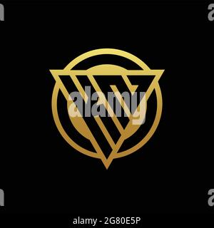 KN logo monogram with triangle shape and circle rounded style isolated on gold colors and black background design template Stock Vector