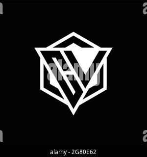 CV logo monogram with triangle and hexagon shape combination isolated on back and white colors Stock Vector
