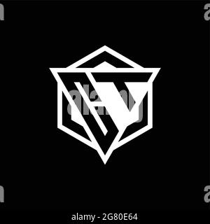 CT logo monogram with triangle and hexagon shape combination isolated on back and white colors Stock Vector