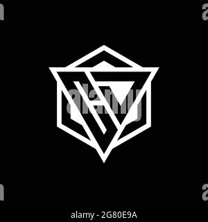 CD logo monogram with triangle and hexagon shape combination isolated on back and white colors Stock Vector