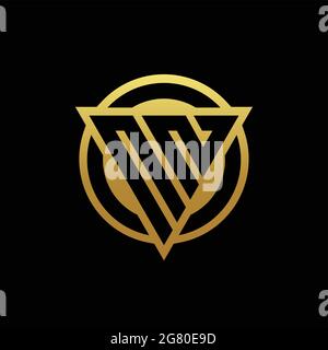 NN logo monogram with triangle shape and circle rounded style isolated on gold colors and black background design template Stock Vector