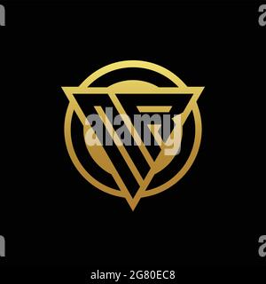 NR logo monogram with triangle shape and circle rounded style isolated on gold colors and black background design template Stock Vector