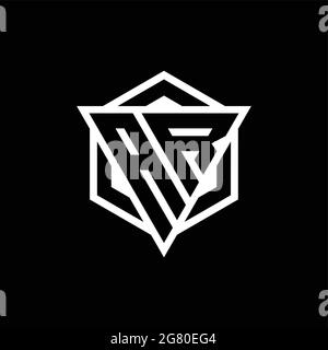 AR logo monogram with triangle and hexagon shape combination isolated on back and white colors Stock Vector