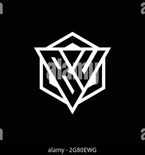 BU logo monogram with triangle and hexagon shape combination isolated on back and white colors Stock Vector