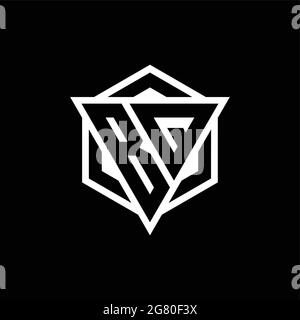BQ logo monogram with triangle and hexagon shape combination isolated on back and white colors Stock Vector