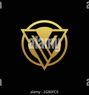 NO logo monogram with triangle shape and circle rounded style isolated on gold colors and black background design template Stock Vector