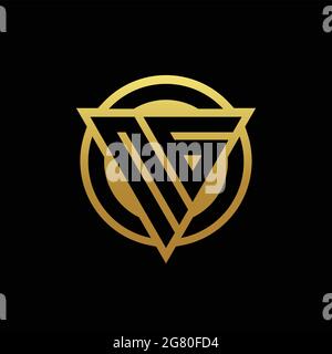 NG logo monogram with triangle shape and circle rounded style isolated on gold colors and black background design template Stock Vector