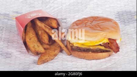 Wendy's breakfast Baconator Sandwich Stock Photo