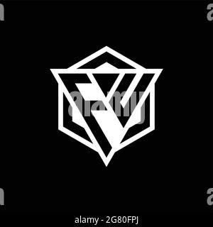 FU logo monogram with triangle and hexagon shape combination isolated on back and white colors Stock Vector
