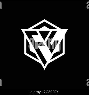 FL logo monogram with triangle and hexagon shape combination isolated on back and white colors Stock Vector