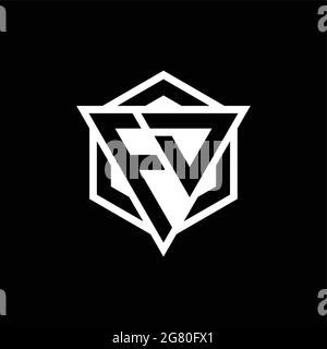 FD logo monogram with triangle and hexagon shape combination isolated on back and white colors Stock Vector