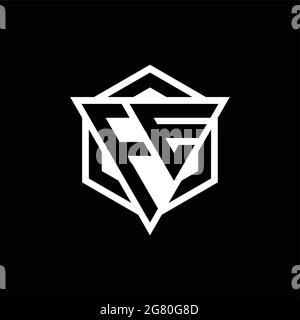FE logo monogram with triangle and hexagon shape combination isolated on back and white colors Stock Vector