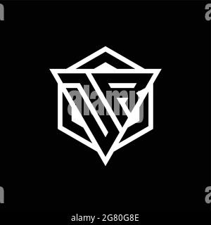 DR logo monogram with triangle and hexagon shape combination isolated on back and white colors Stock Vector