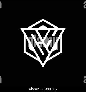 CH logo monogram with triangle and hexagon shape combination isolated on back and white colors Stock Vector