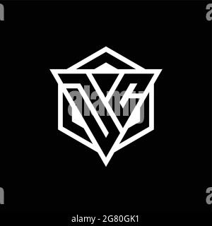 DC logo monogram with triangle and hexagon shape combination isolated on back and white colors Stock Vector