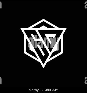 GQ logo monogram with triangle and hexagon shape combination isolated on back and white colors Stock Vector