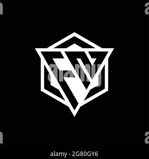 FN logo monogram with triangle and hexagon shape combination isolated on back and white colors Stock Vector