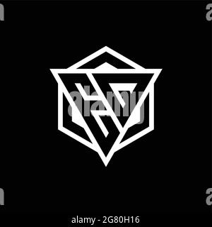 EQ logo monogram with triangle and hexagon shape combination isolated on back and white colors Stock Vector