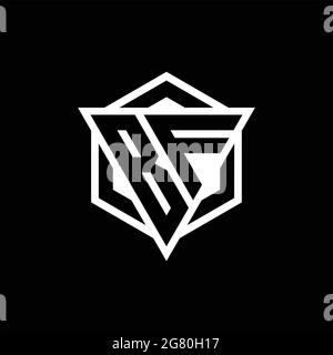 BF logo monogram with triangle and hexagon shape combination isolated on back and white colors Stock Vector