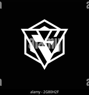 FY logo monogram with triangle and hexagon shape combination isolated on back and white colors Stock Vector