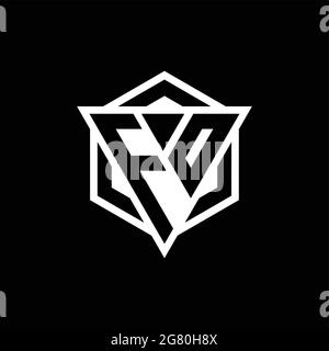 FO logo monogram with triangle and hexagon shape combination isolated on back and white colors Stock Vector