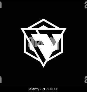 FT logo monogram with triangle and hexagon shape combination isolated on back and white colors Stock Vector