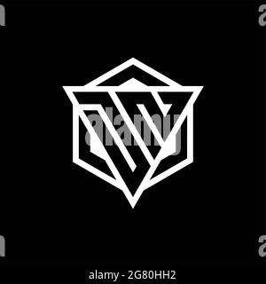 DN logo monogram with triangle and hexagon shape combination isolated on back and white colors Stock Vector
