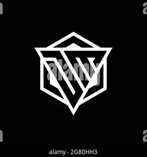 DM logo monogram with triangle and hexagon shape combination isolated on back and white colors Stock Vector